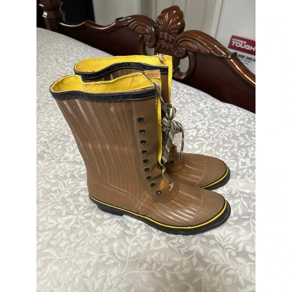 Weather Spirits Mens Insulated Waterproof Rubber Boots Steel Shank Brown Size 13